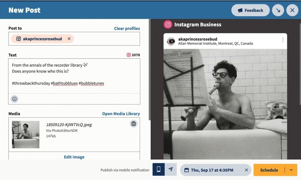Creating an Instagram post in Hootsuite Composer