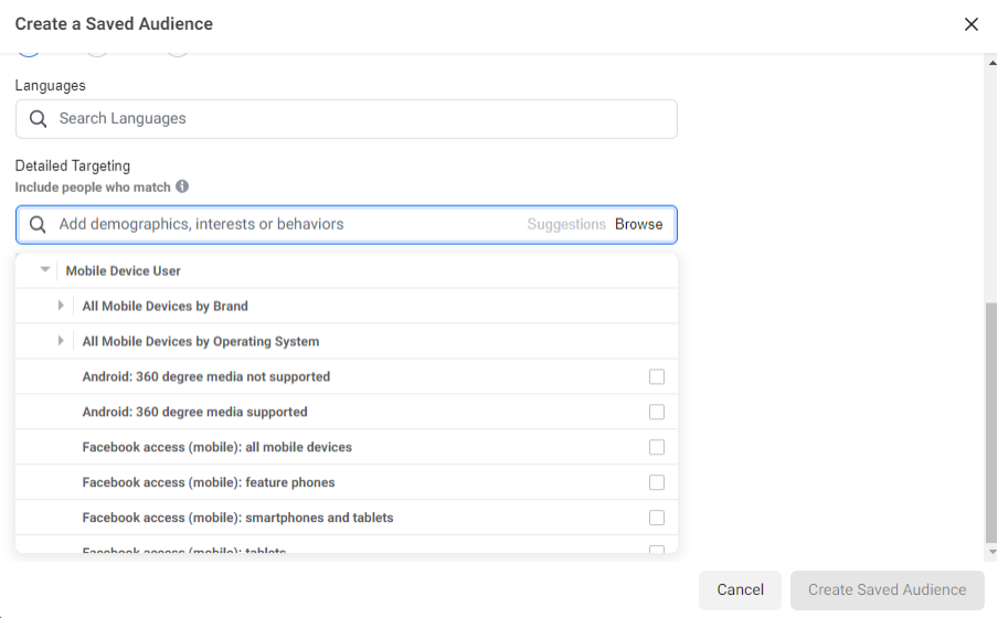 detailed targeting with demographics interests and behaviours
