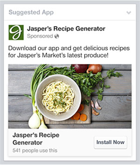 Jasper's recipe generator mobile app ads