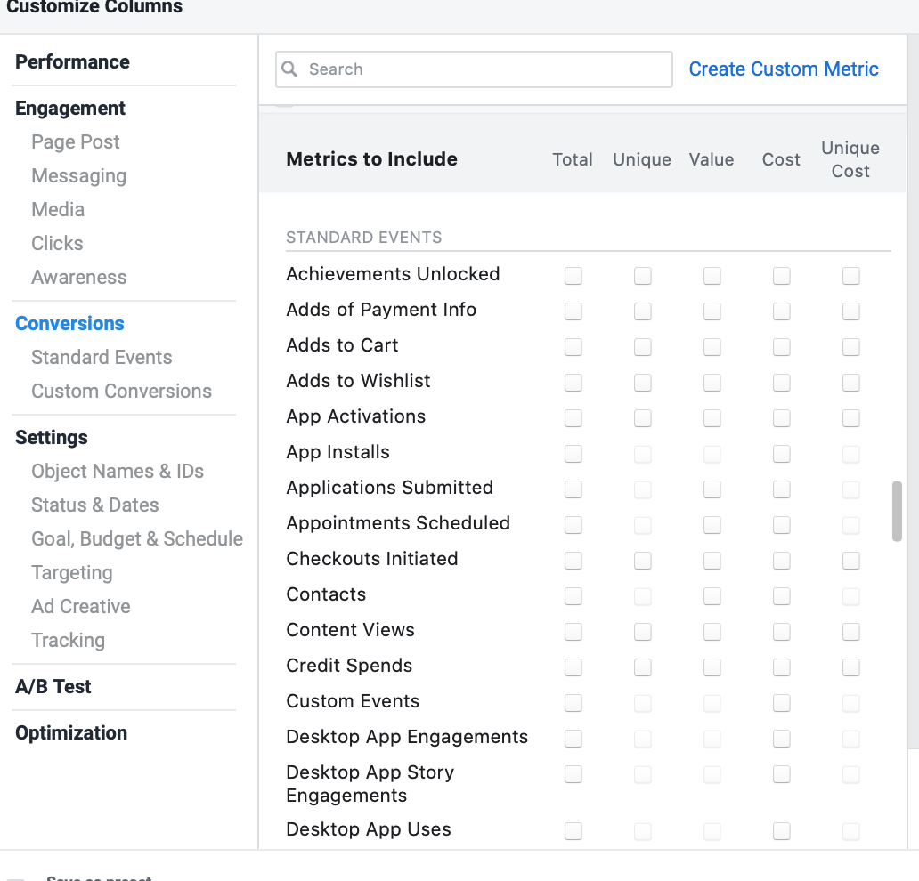 Add more columns to Facebook Ads dashboard