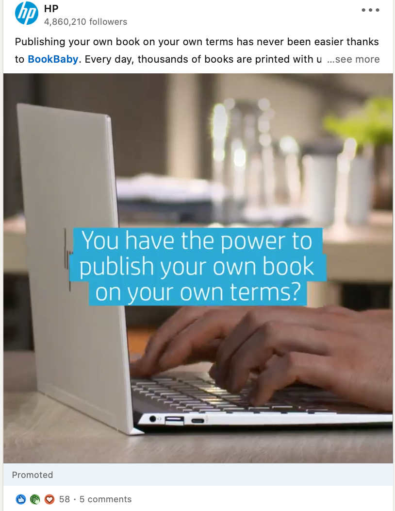 LinkedIn sponsored content ad