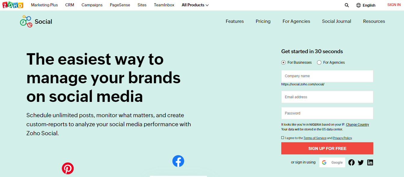 Social media management tool #12: Zoho Social