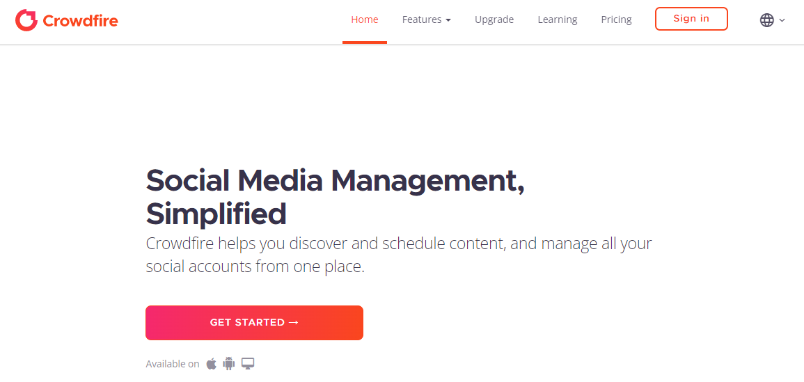 Social media management tool #7: Crowdfire